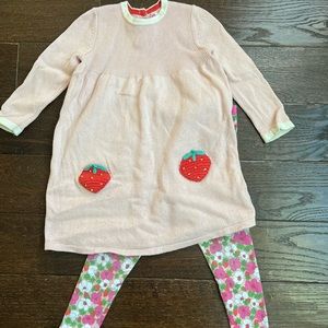 Boden size 3-4 strawberry dress and legging set